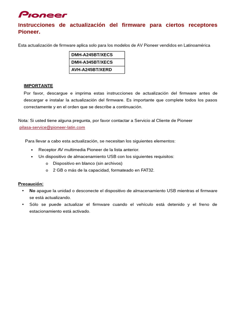 AV Receiver - Update - Instrucciones | PDF | Archivo de computadora | USB