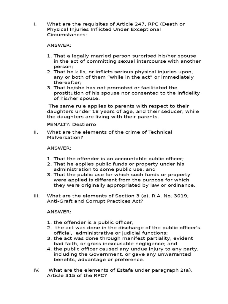 Article 247 RPC: Legal Requisites Explained | PDF | Fraud | Crime ...