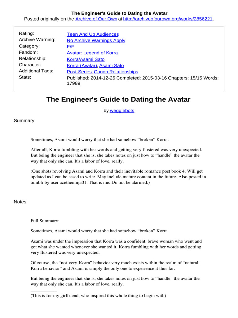 Dating Tips for Korra and Asami | PDF