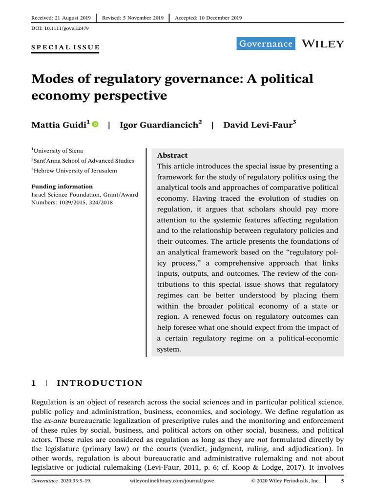 Regulatory Governance in Political Economy | PDF | Policy | Governance