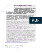 Benign Paroxysmal Positional Vertigo