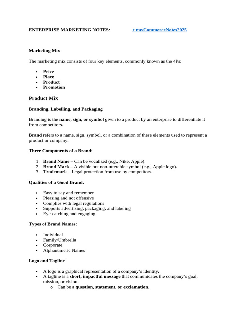 Enterprise Marketing Notes | PDF | Pricing | Brand