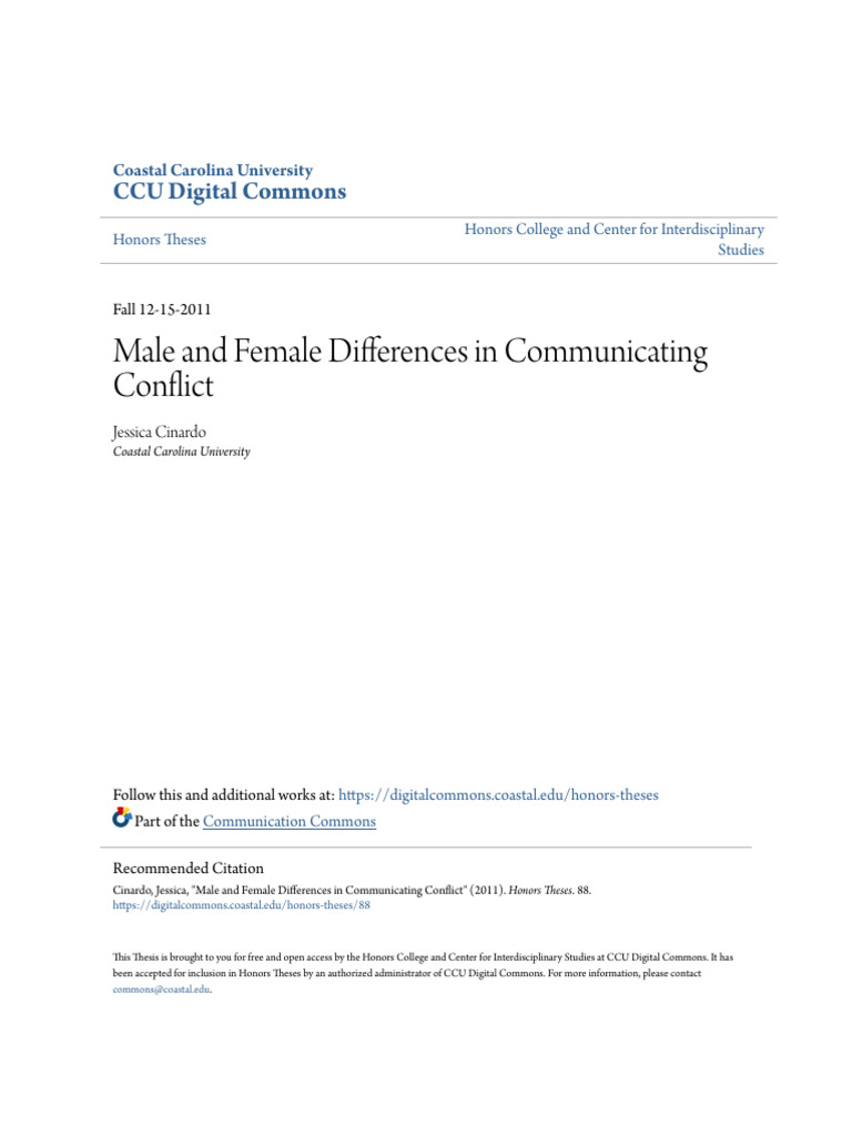 Gender Differences in Conflict Communication | PDF | Nonverbal ...
