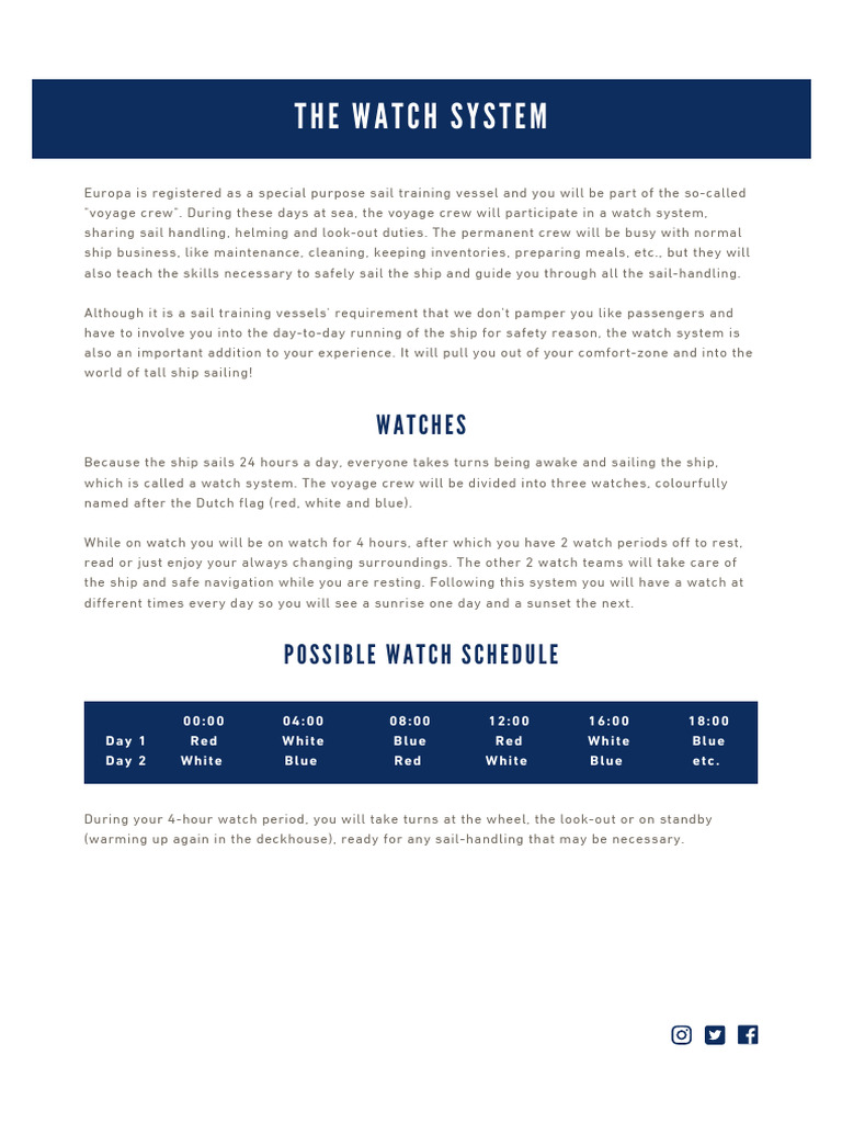 Watch System for Tall Ship Sailing | PDF