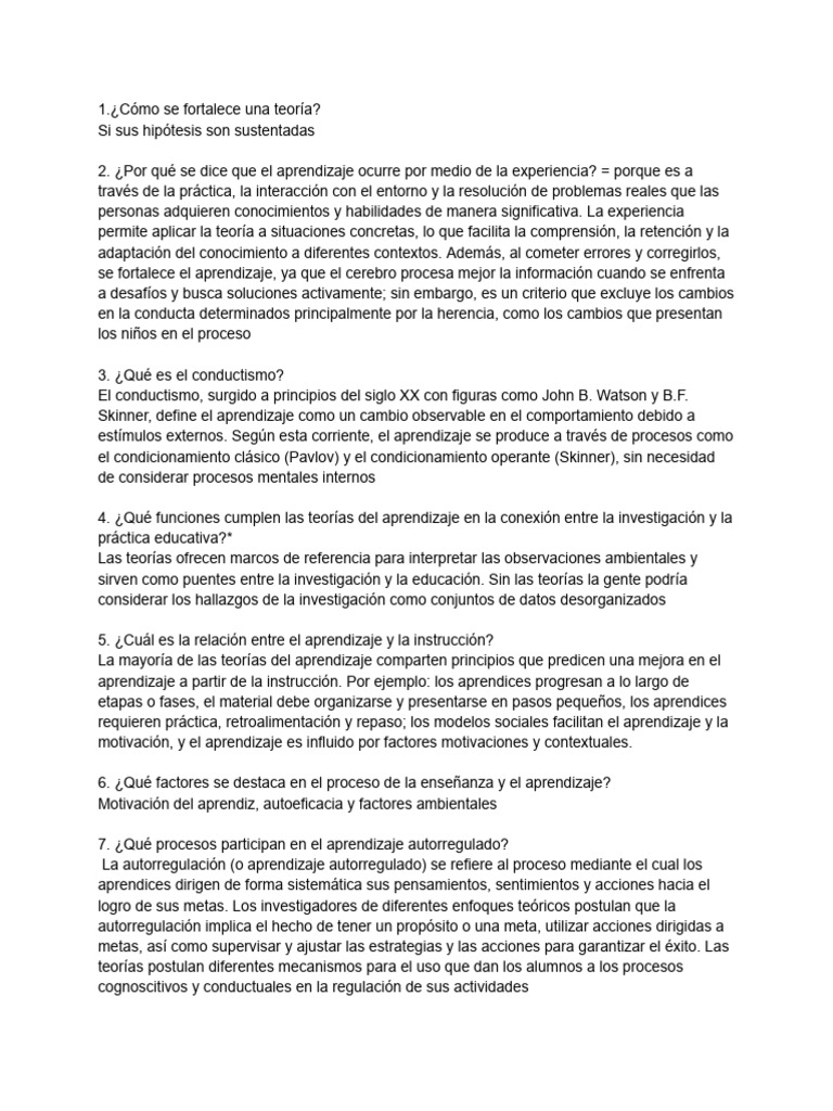 Teorías del Aprendizaje y su Impacto | PDF | Aprendizaje | Teoría del ...