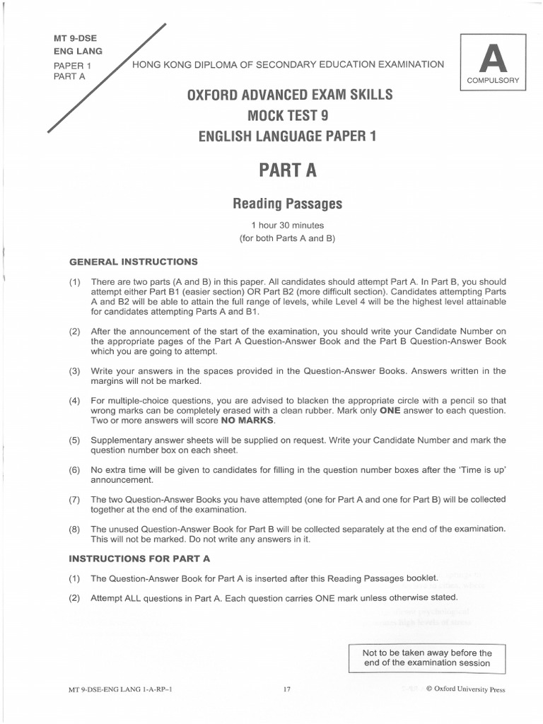 Mock Test 9 Paper 1 - Reading Passages | PDF