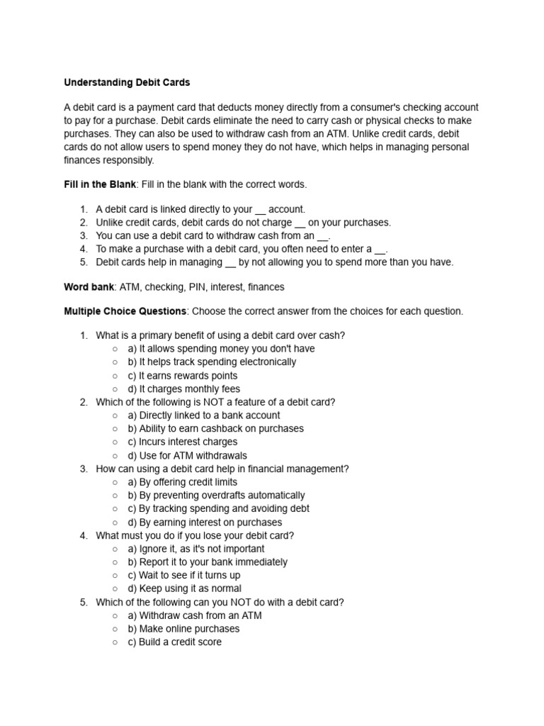 Understanding Debit Cards | PDF | Debit Card | Credit Card
