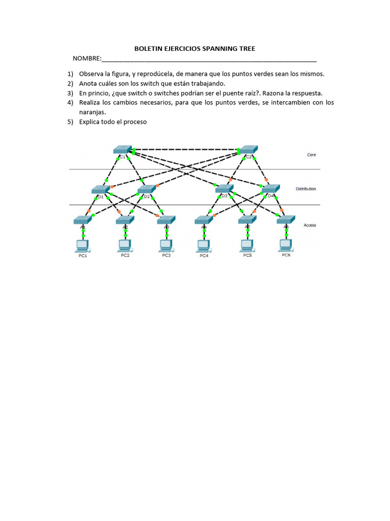 Ejercicios de Spanning Tree en Redes | PDF
