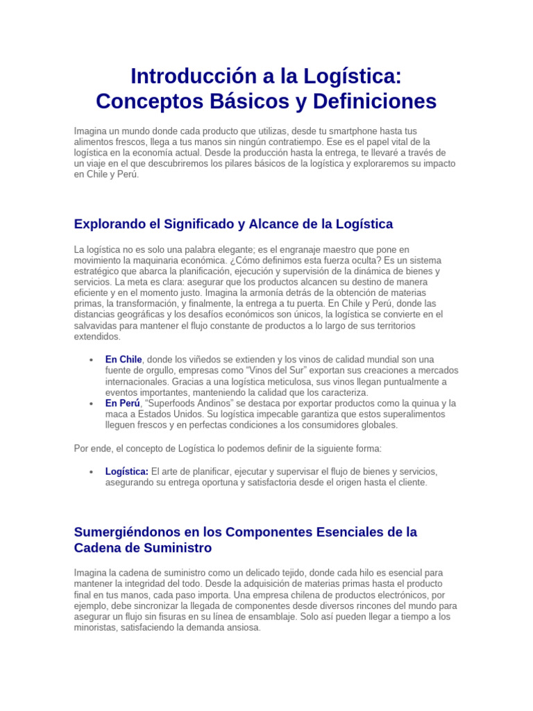 Introducción a la Logística y su Impacto | PDF | Logística | Cadena de ...