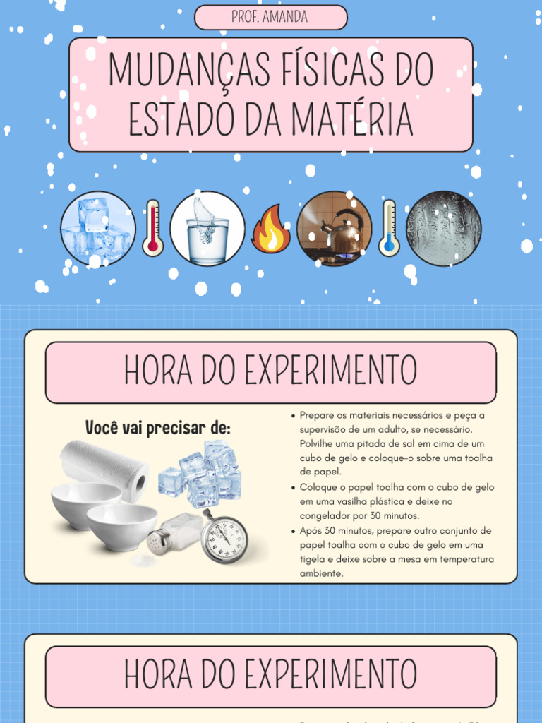 Experimento sobre Mudanças de Estado da Matéria | PDF | Química Física ...