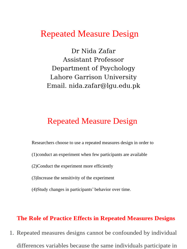 Understanding Repeated Measures Design | PDF | Experiment | Applied ...
