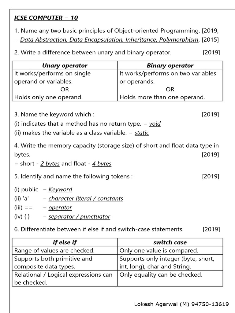 ICSE Comp_watermark | PDF | Inheritance (Object Oriented Programming ...