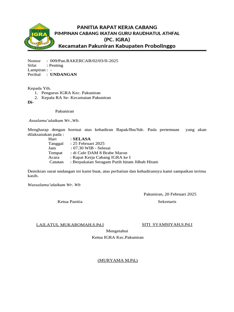 Undangan Rakercab I | PDF