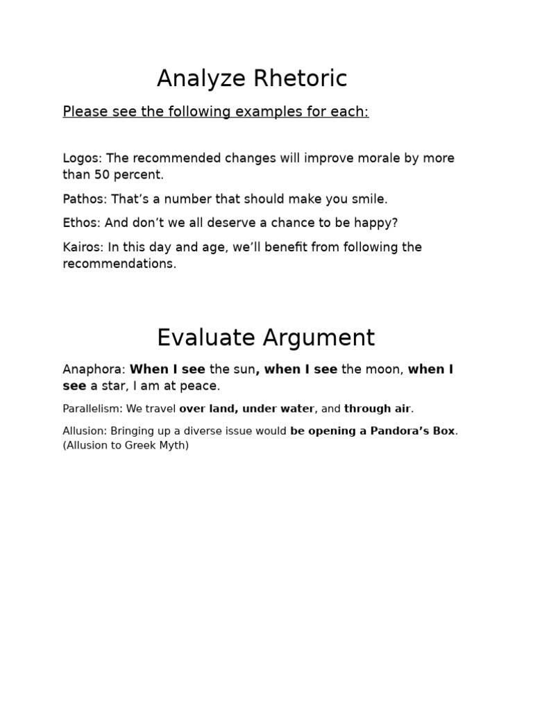Rhetoric and Argument Analysis Guide | PDF