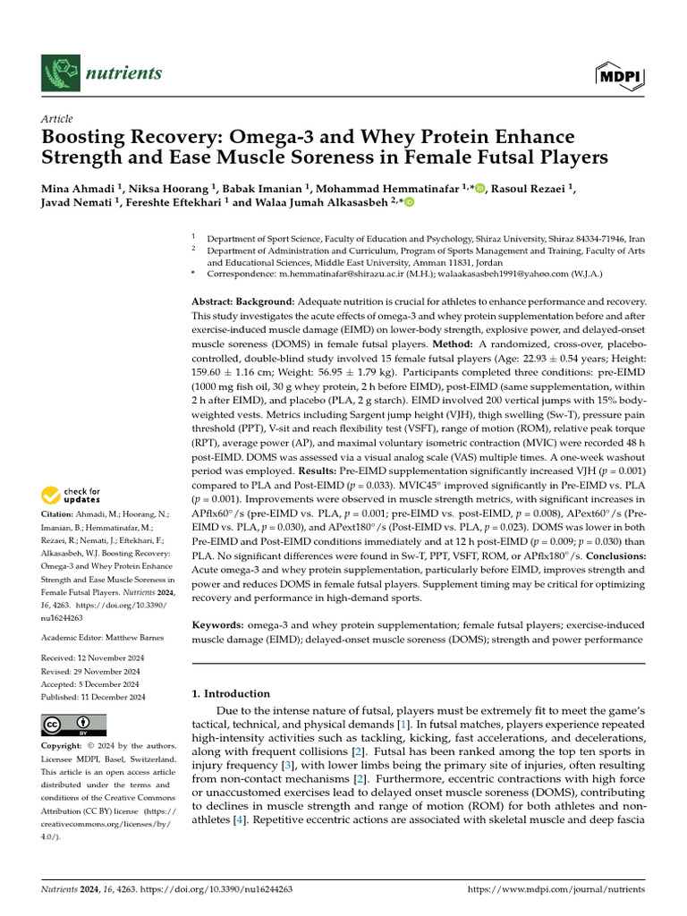 Omega-3 and Whey Protein for Futsal Recovery | PDF | Omega 3 Fatty Acid ...