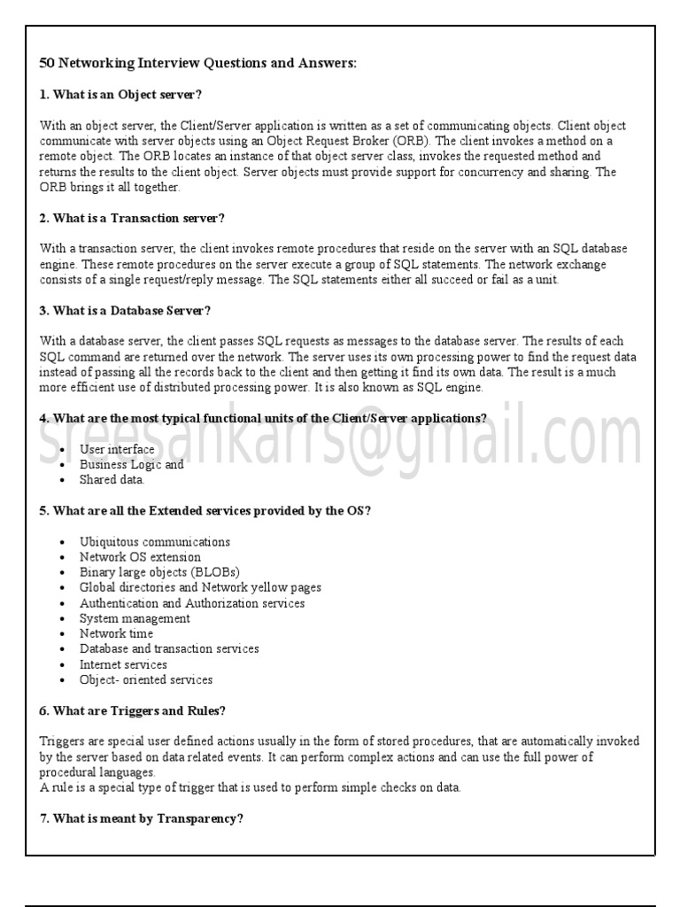 Essential Networking Interview Q&A | PDF | Web Server | Internet & Web
