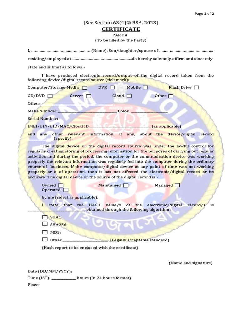 Certificates Genuineness Electronic Evidence | PDF