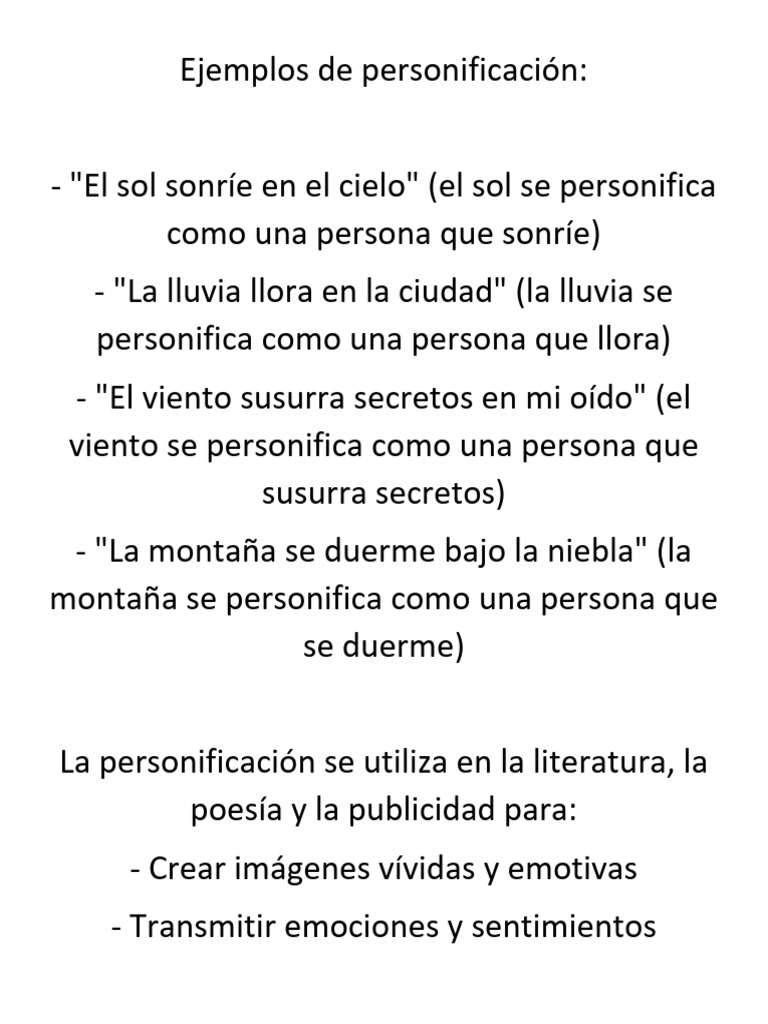 Ejemplos de Personificación en Literatura | PDF