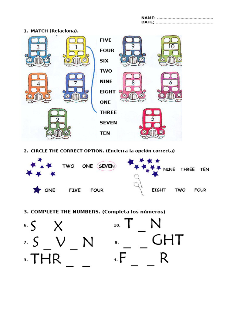 Test of Numbers From 1 To 10 Tests - 52777 | PDF