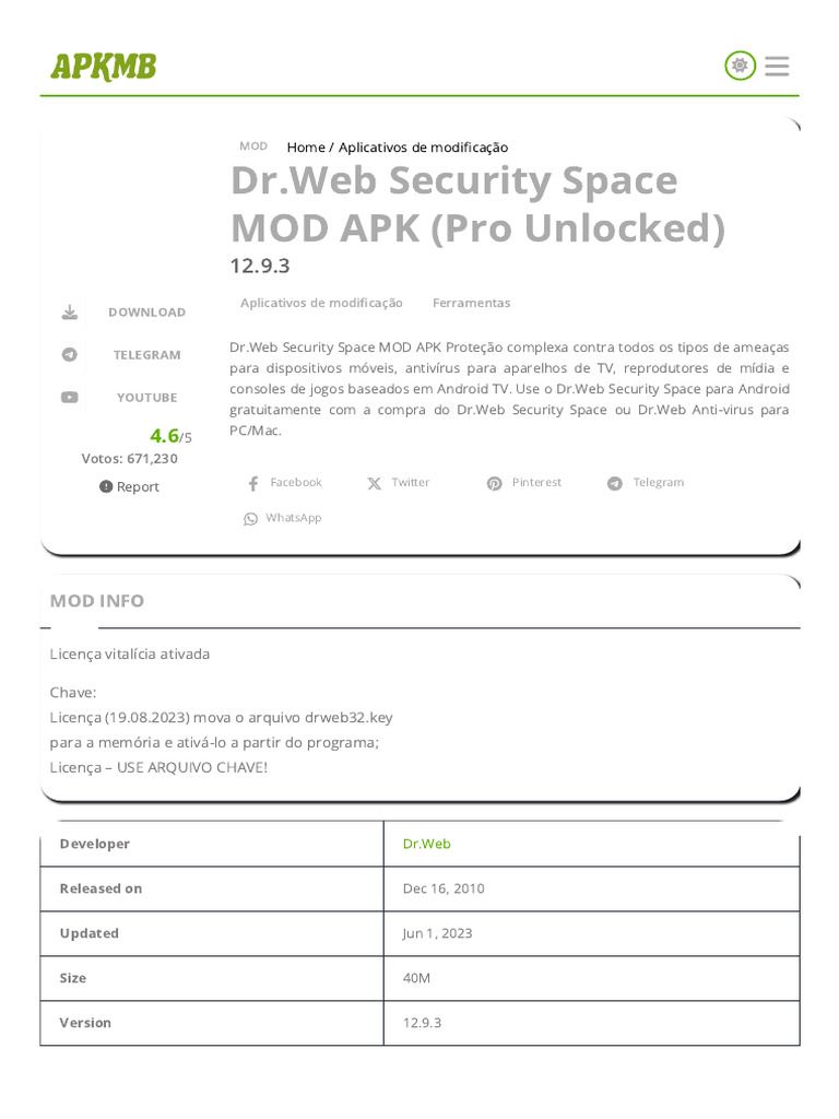 Dr.Web Security Space MOD APK 2023 | PDF | Vírus de computador | Rede ...