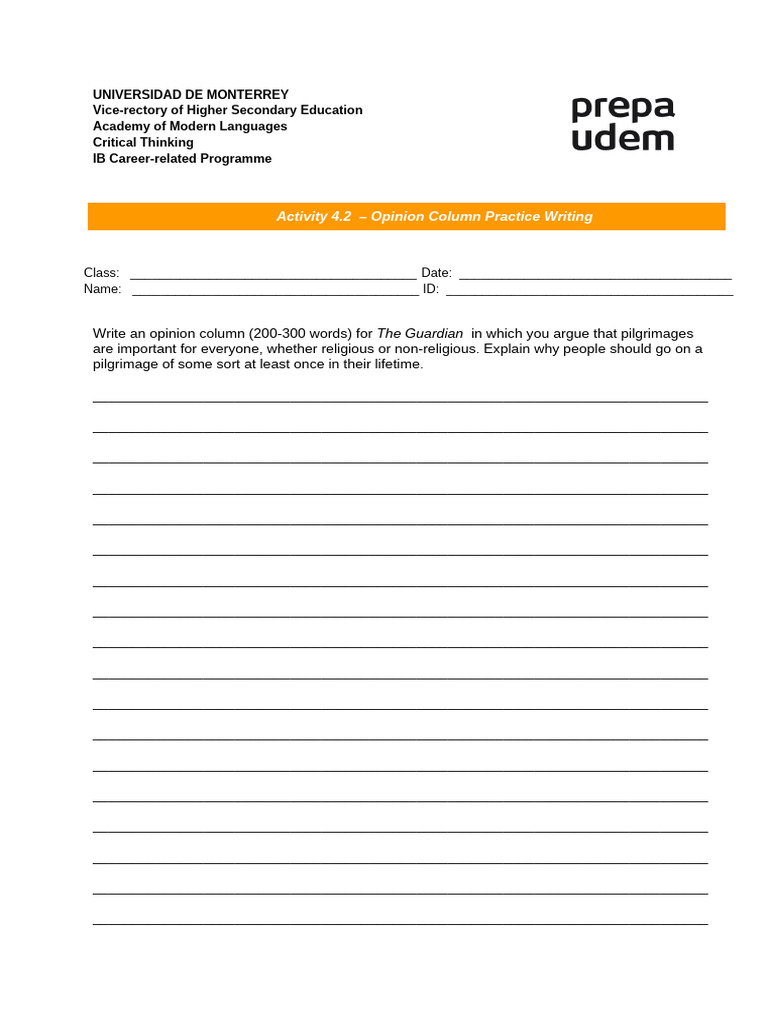 Activity+4 2+Opinion+Column+Practice+Writing+ | PDF