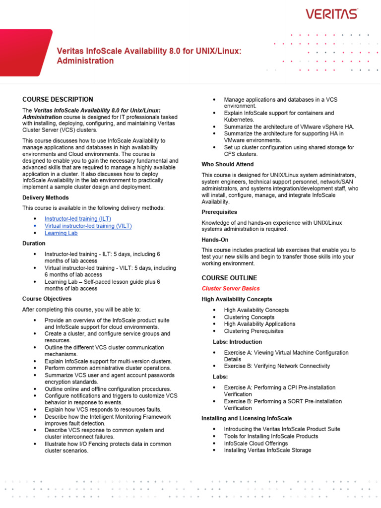 Veritas InfoScale 8.0 Admin Course | PDF | Computer Cluster | Virtual ...
