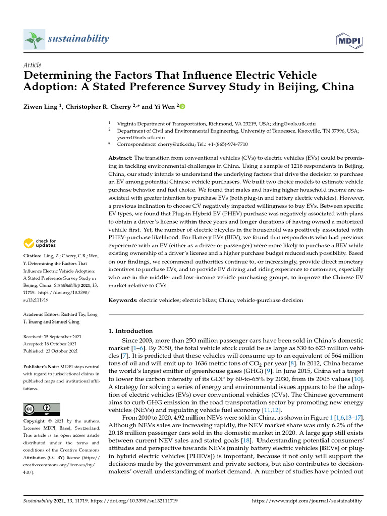 Determining The Factors That Influence Electric Vehicle Adoption A ...