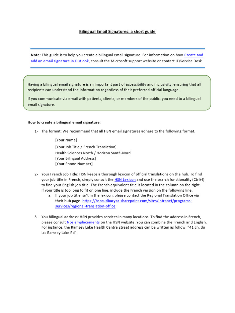 Creating Bilingual Email Signatures | PDF | Computing | Microsoft