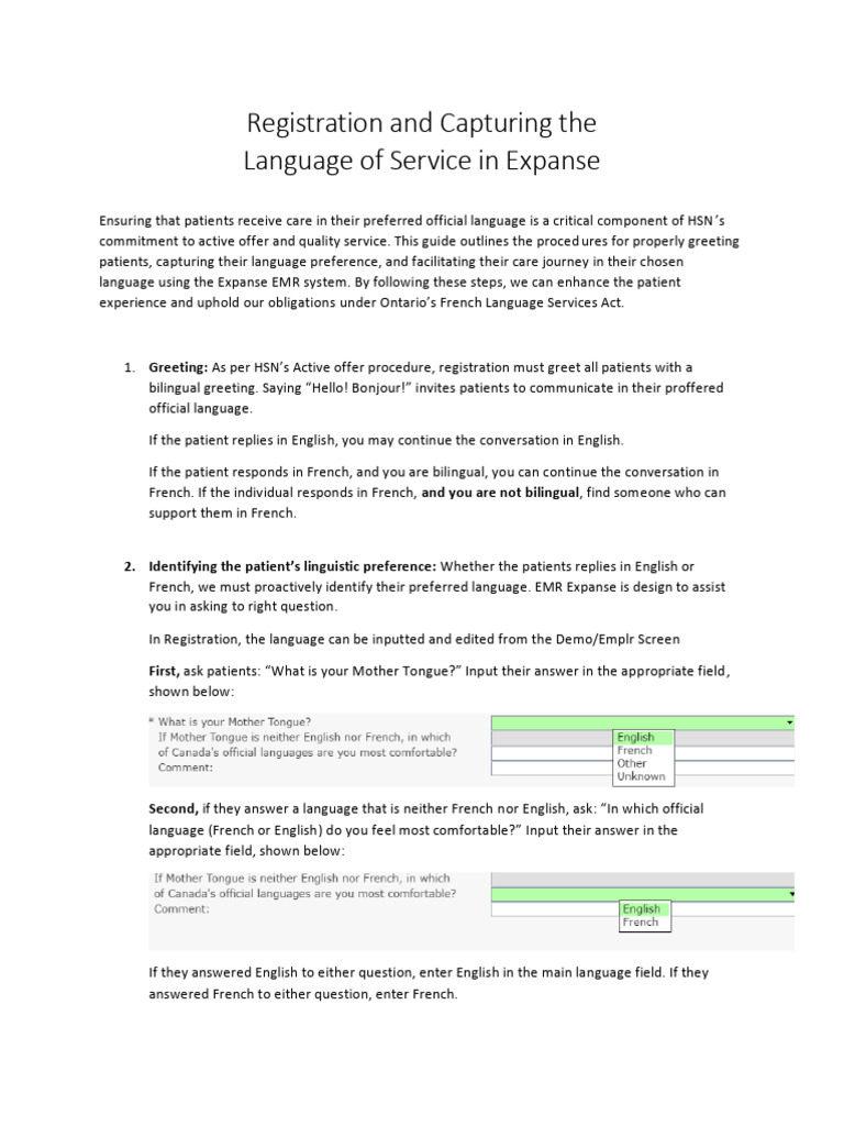 Patient Language Preference in Expanse EMR | PDF | French Language ...