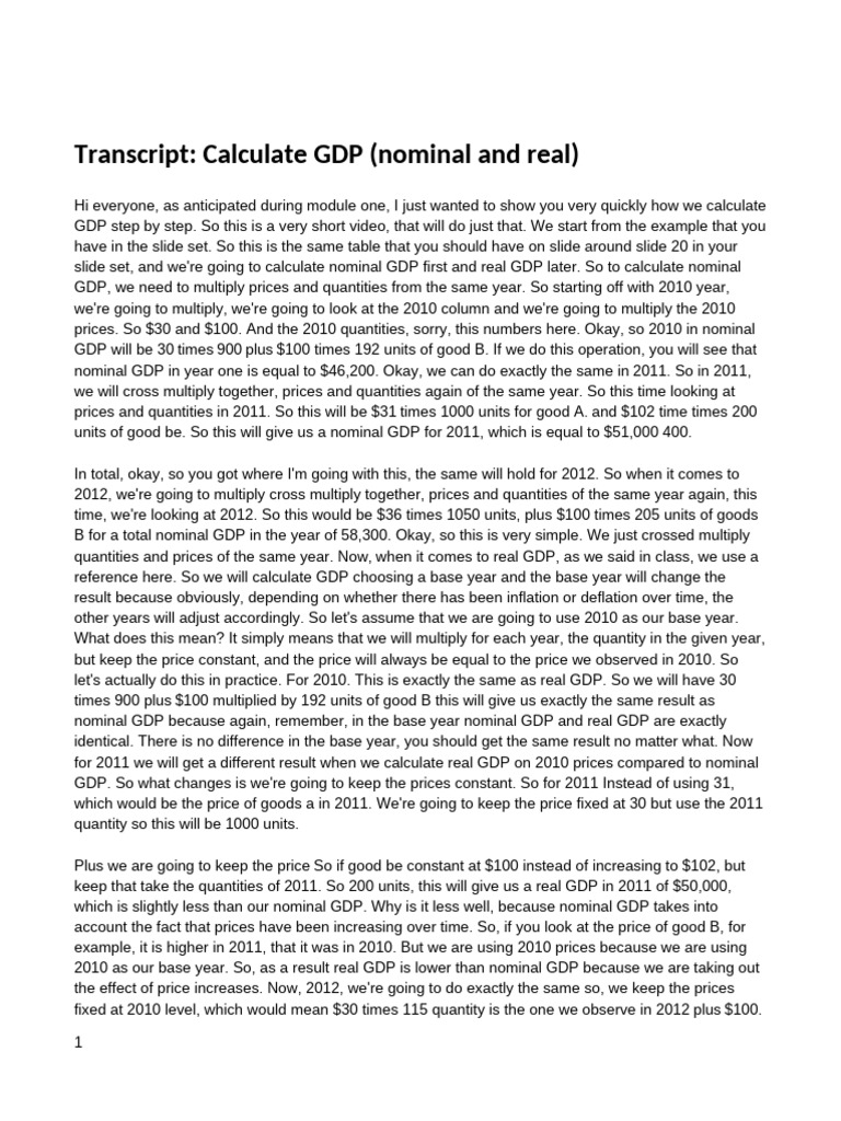 Calculate GDP (nominal and real)_default_otter_ai | PDF | Real Gross