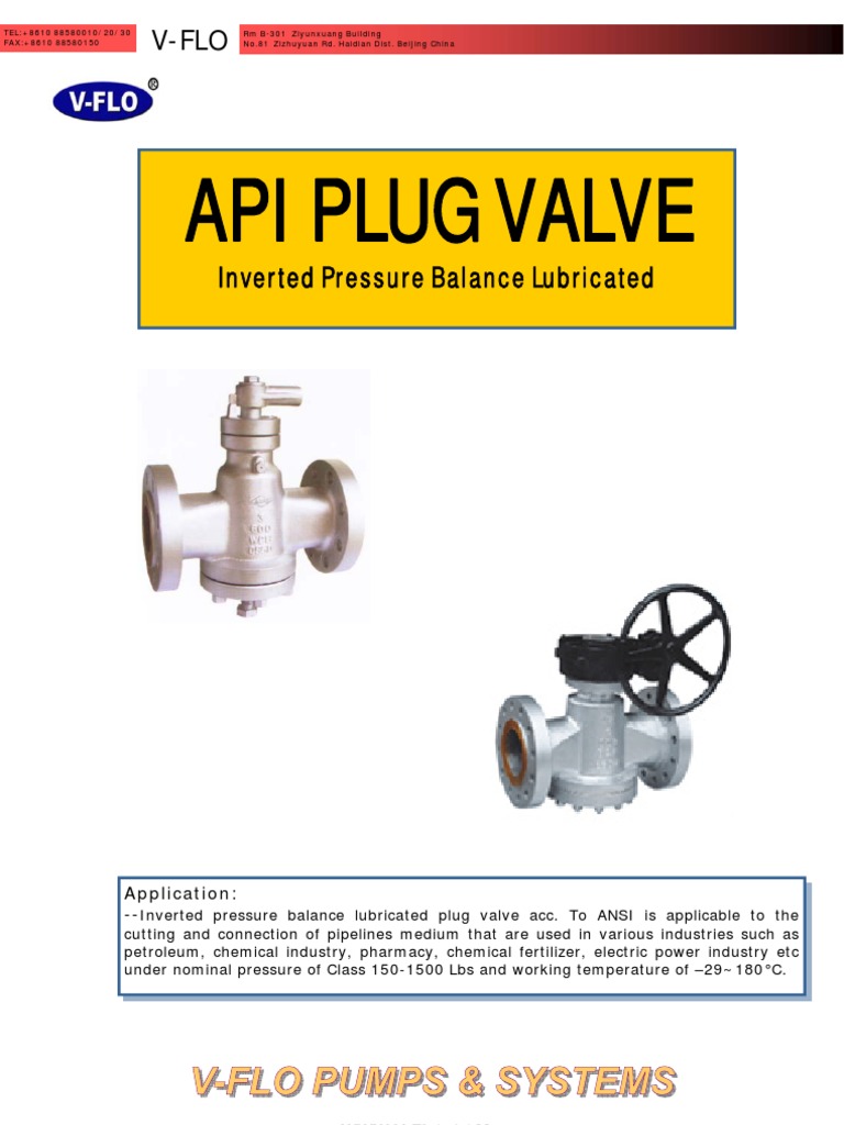 Api Plug Valve: Inverted Pressure Balance Lubricated | PDF | Valve ...