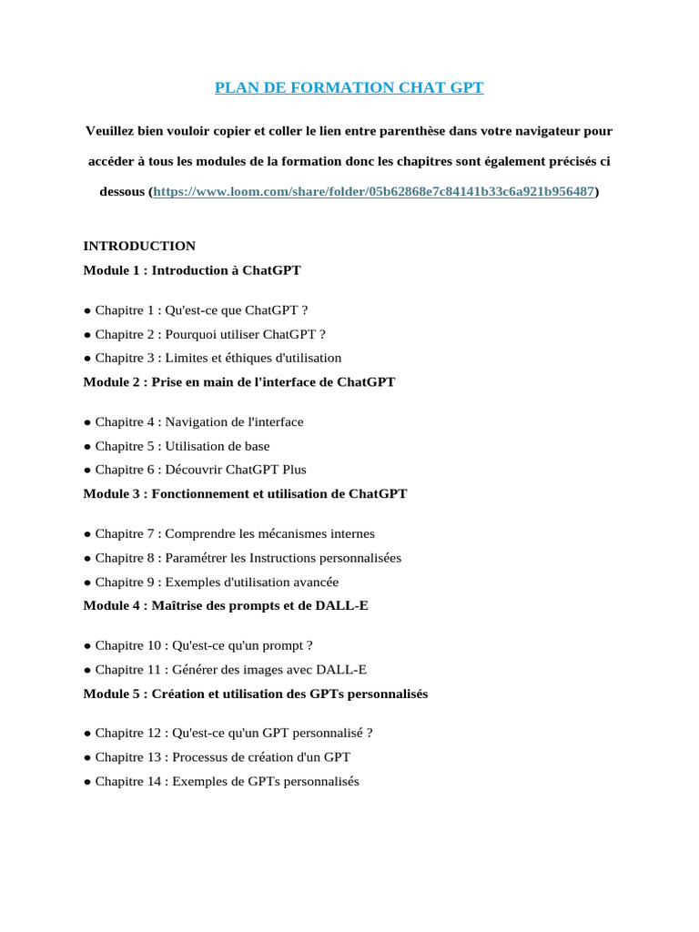 Formation Complète sur ChatGPT | PDF
