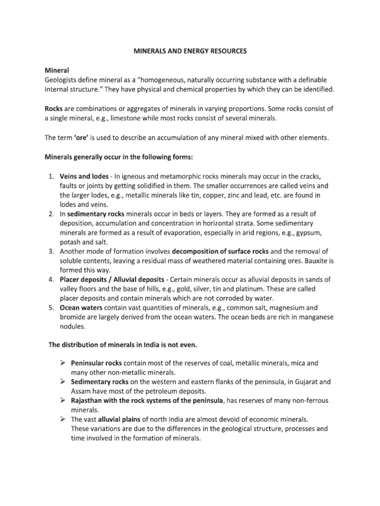 Minerals and Energy Resources | PDF