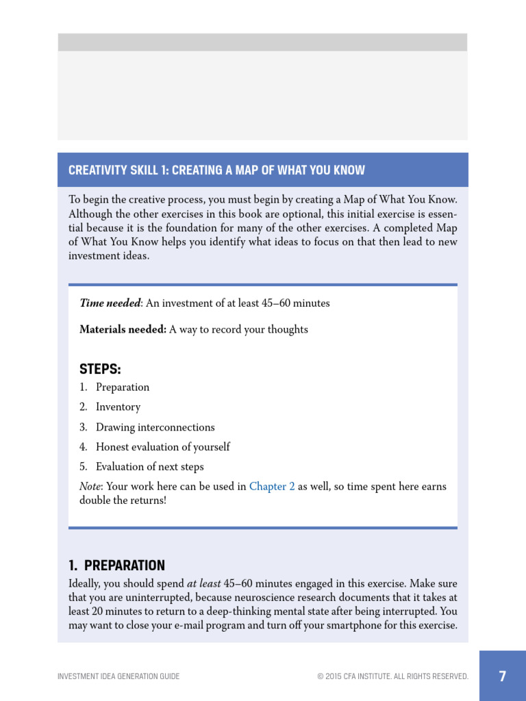 Investment Idea Generation Creativity Skill 1 | PDF | Thought | Mind