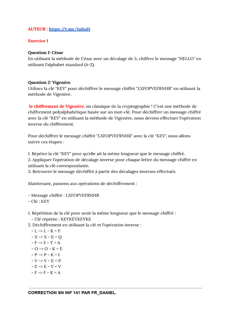 Chiffrement et Déchiffrement en Cryptographie | PDF | Communication ...