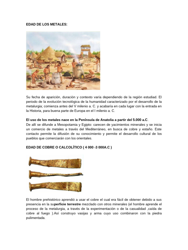 Evolución de la Metalurgia: Edades de los Metales | PDF | Edad de ...