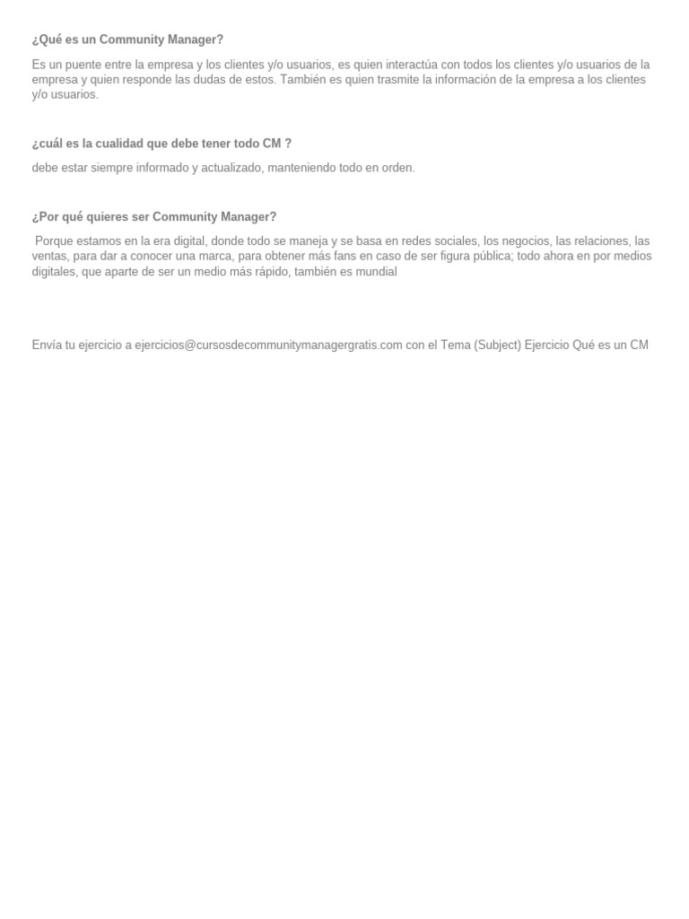 ¿Qué hace un Community Manager? | PDF