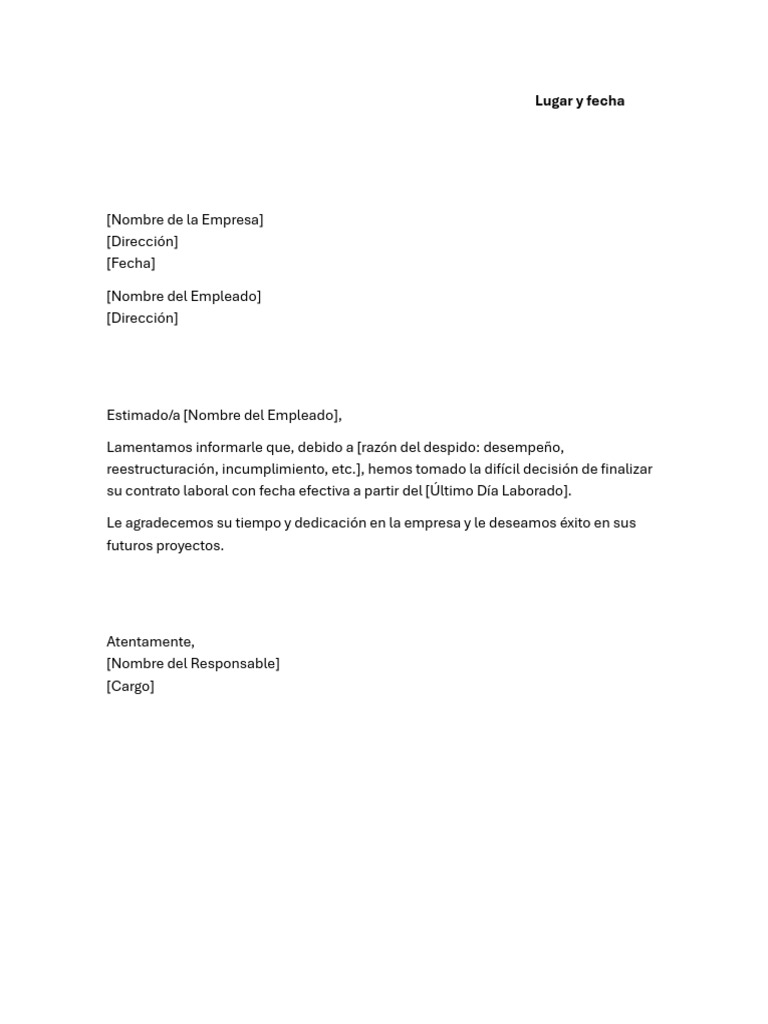 Notificación de Despido Laboral | PDF