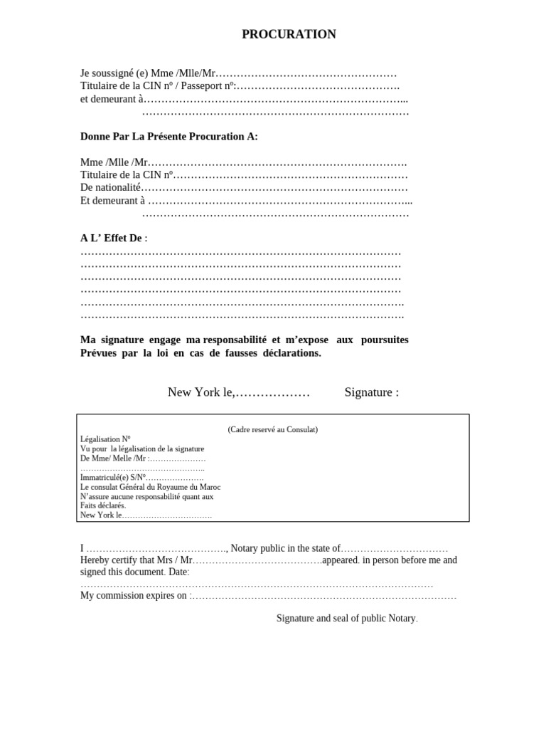 Modèle de procuration notaire en France | PDF