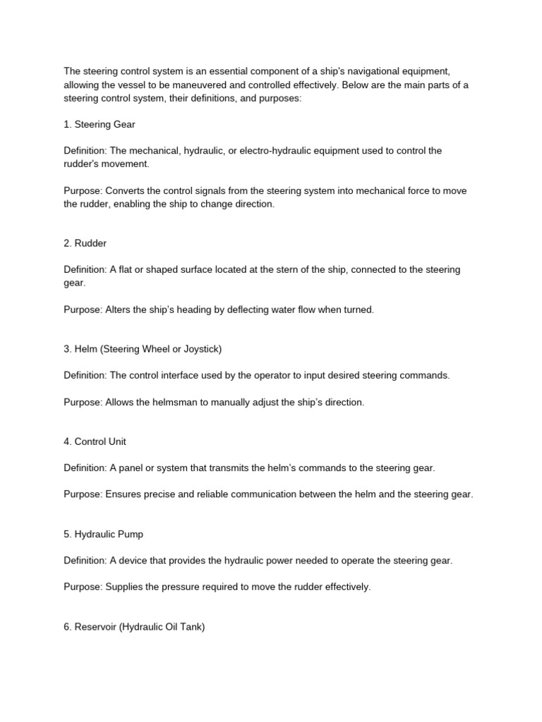 Ship Steering Gear System Components | PDF | Steering | Rudder