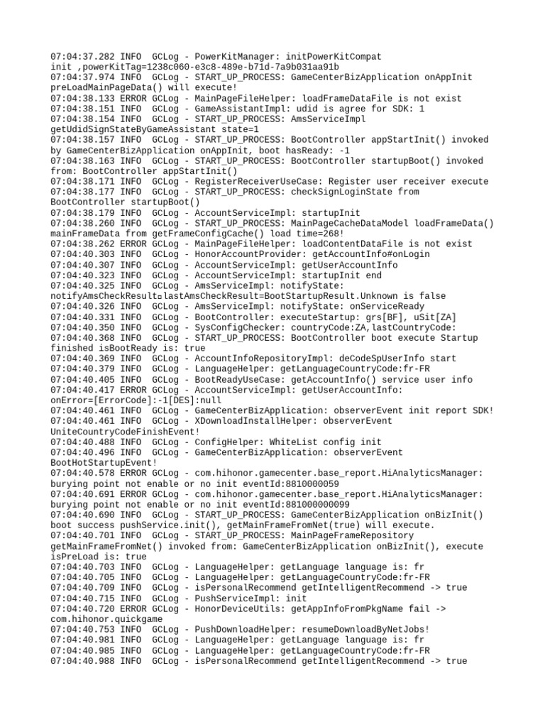 GameCenter Startup Process Logs | PDF | Computing | Software