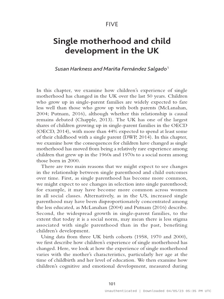 Single Motherhood And Child Pdf Single Parent Mother