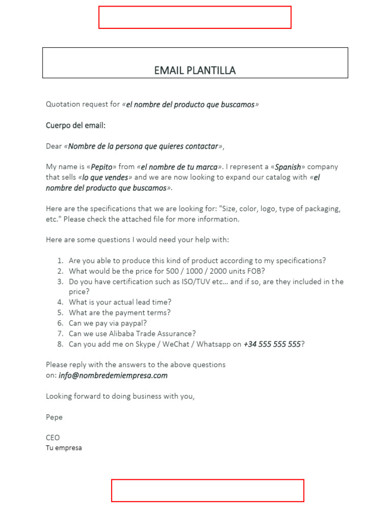 Quotation Request Email Template | PDF
