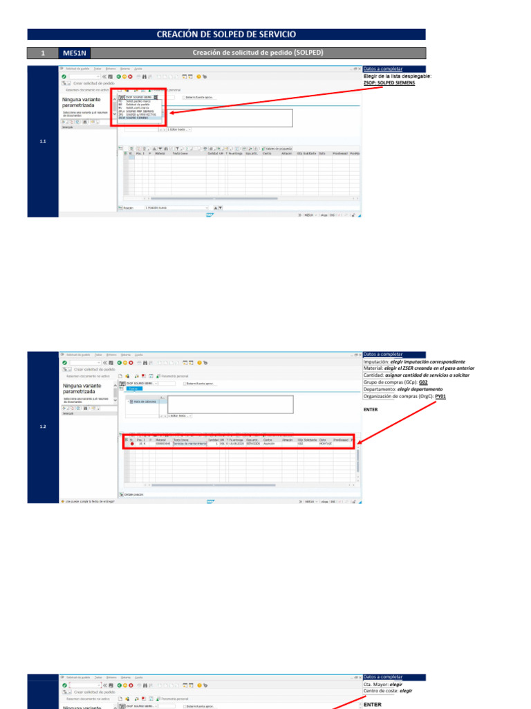 Creación de SOLPED de Servicio en SAP | PDF