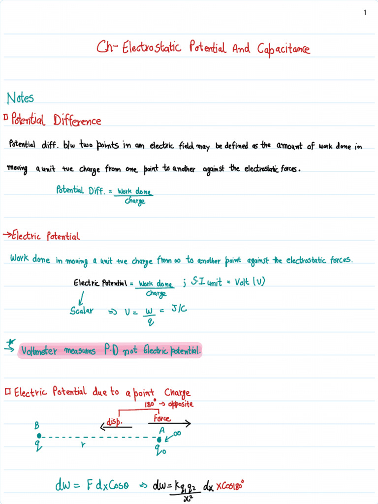 Electrostatic Potential And Capacitance Pdf