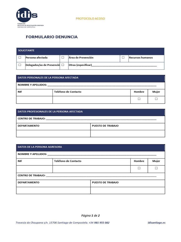 Protocolo de Denuncia de Acoso Laboral | PDF