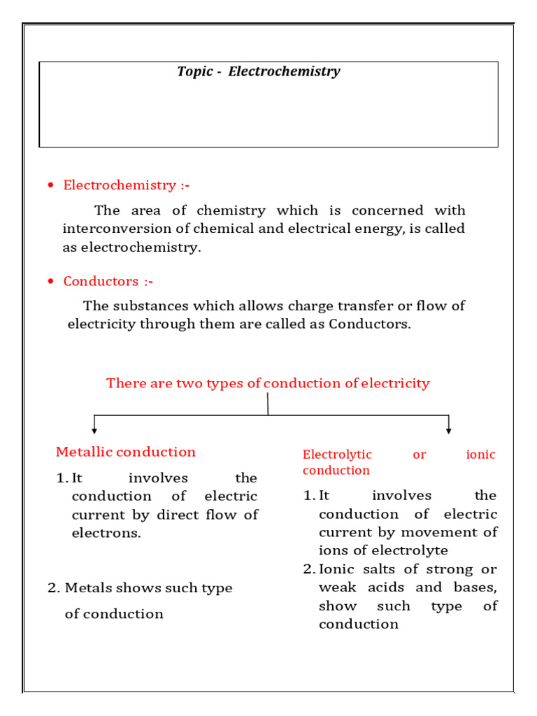 Electrochemistry Concepts for Class 12 | PDF | Electrochemistry | Redox