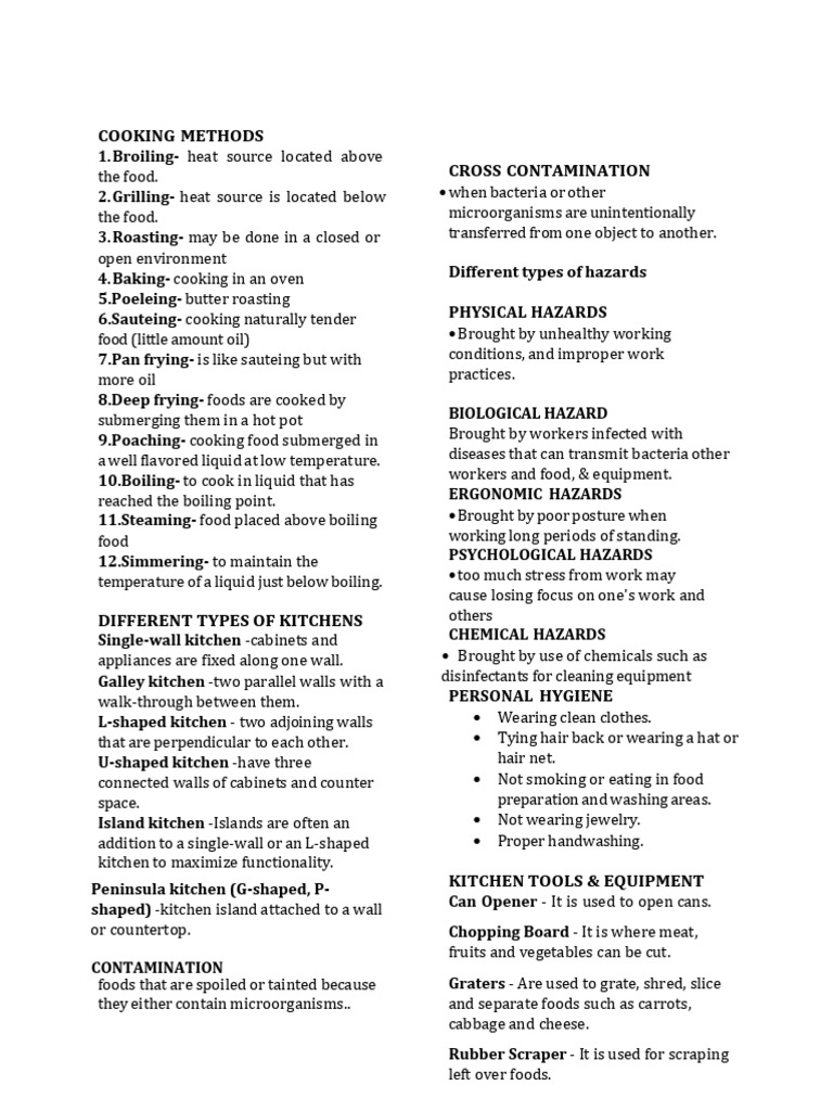 Essential Cooking Methods and Kitchen Safety | PDF | Pasta | Hors D'oeuvre