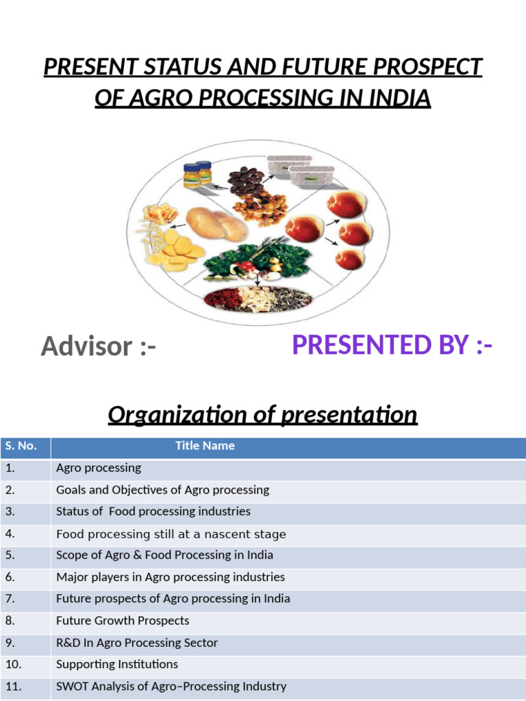 Present Status and Future Prospect of Agro Processing in India | PDF ...