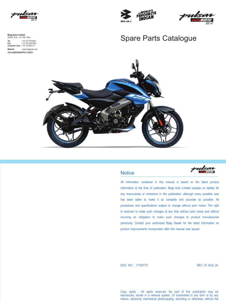 Pulsar NS125 FI Spare Parts Guide | PDF | Vehicle Technology | Vehicle ...